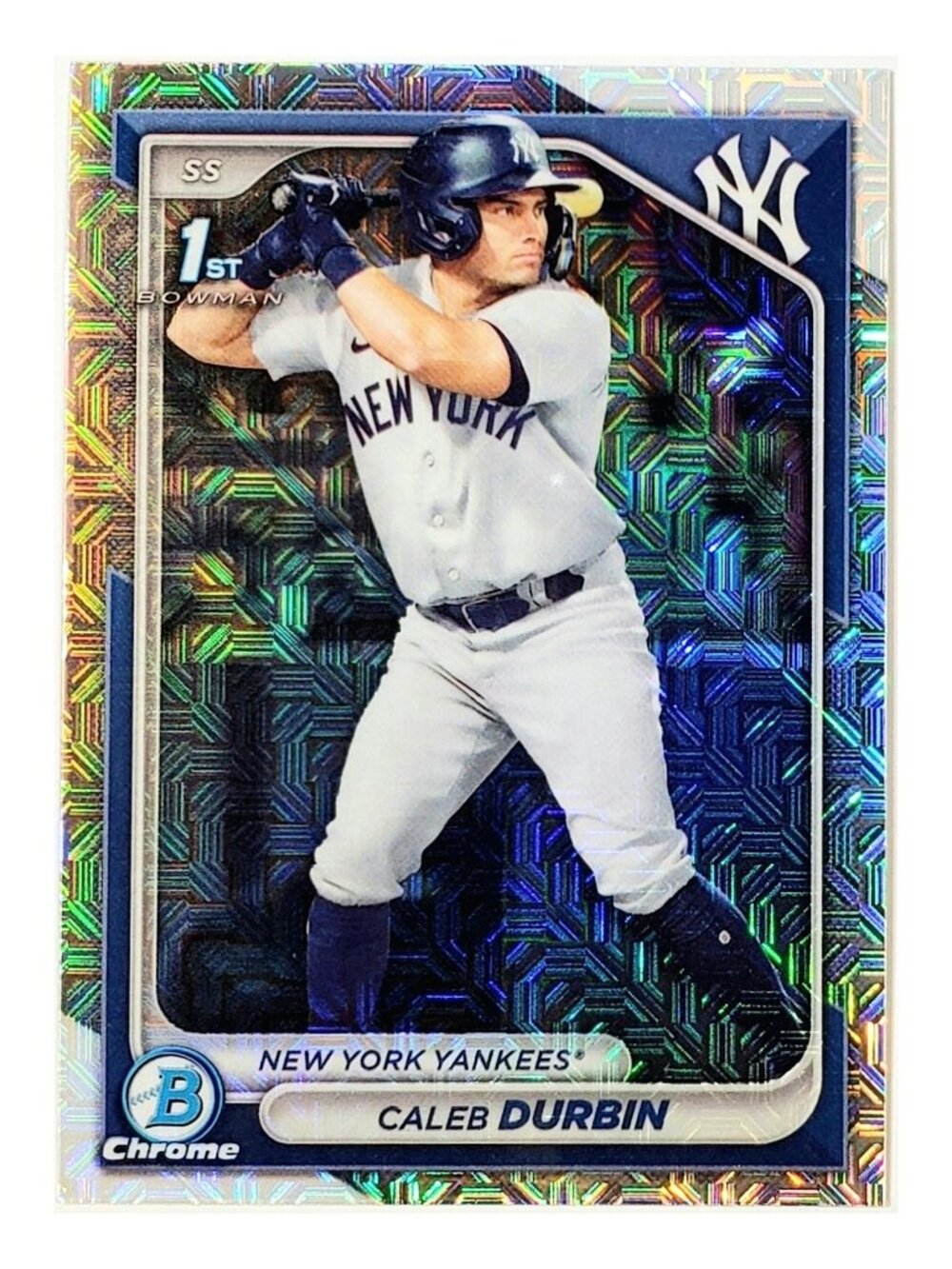 CALEB DURBIN ROOKIE MOJO REFRACTOR "1ST BOWMAN" 2024 BOWMAN CHROME, YANKEES
